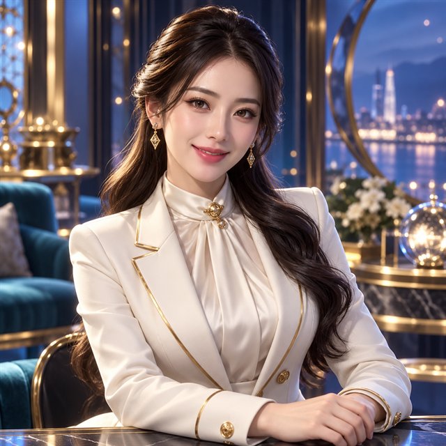 Illustrative live casino host in an elegant studio